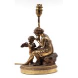A cast brass figural table lamp in the French taste, 22cms high.