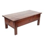 A French fruitwood low or coffee table constructed from 19th century and later elements, with