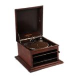 A Columbia gramophone, in an oak case, 45cms wide.