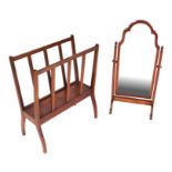 An Edwardian mahogany boxwood strung magazine rack on flared legs, 50cms high; together with a