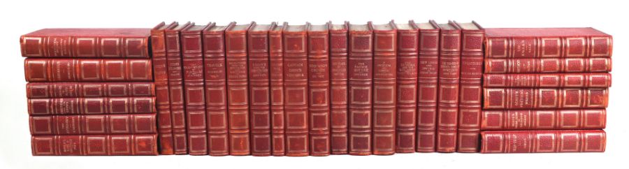 A run of fifty two red leather bound gentleman's library books with gilt tooled spines and gilt - Image 2 of 2