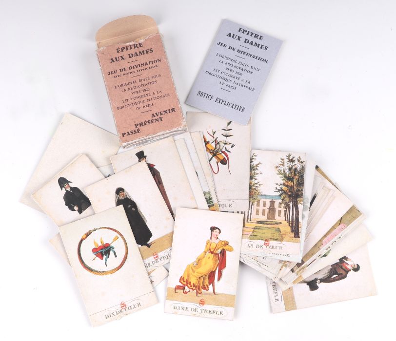 A set of French Tarot or Divination cards depicting 1820's French fashion.