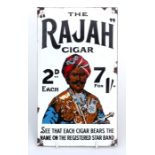 An modern enamel pictorial sign - The Rajah Cigar - 17 by 29cms.