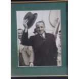 A group of signed black and white sporting photographs, Don Bradman, jack Turner and Helen Wills