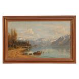 In the manner of Charles Jones Way (Canadian 1834-1919) - Lake Lucerne - oil on paper laid down on