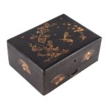 A Japanese Meiji period gilt lacquered writing box, 33cms wide; together with another similar, 32cms