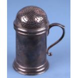 A Victorian silver flour dredger with engraved armorial for 'Maudlin College, Oxford' dated 1894,