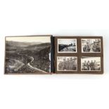 A post and WWII black and white photograph album of a Middle East military tour, to include images