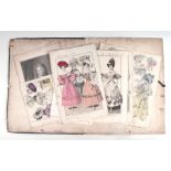 A small collection of hand coloured fashion prints, circa 1830; together with other ephemera