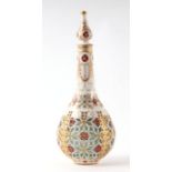 A Royal Worcester reticulated porcelain bottle or flask in the manner of George Owen, 23cms high.