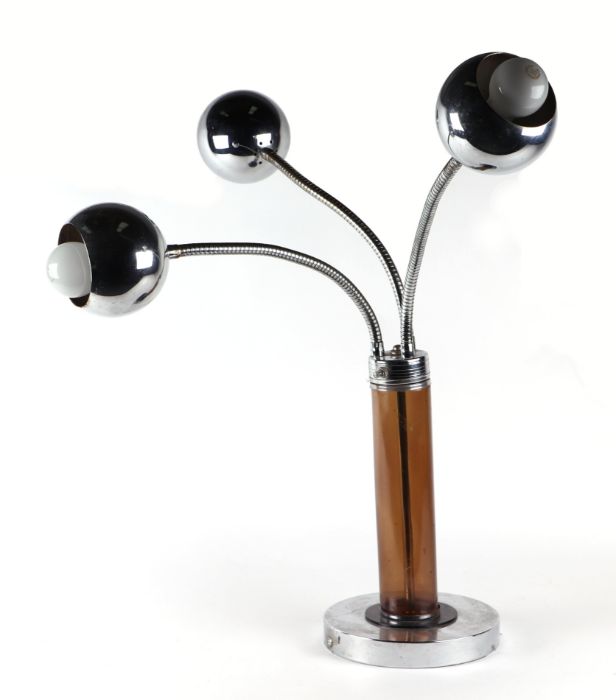 A 1970's Italian design Goffredo Regiani articulated chrome and Perspex Eyeball table lamp, approx