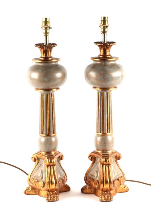 A pair of French Empire style table lamps, 50cms high (2).