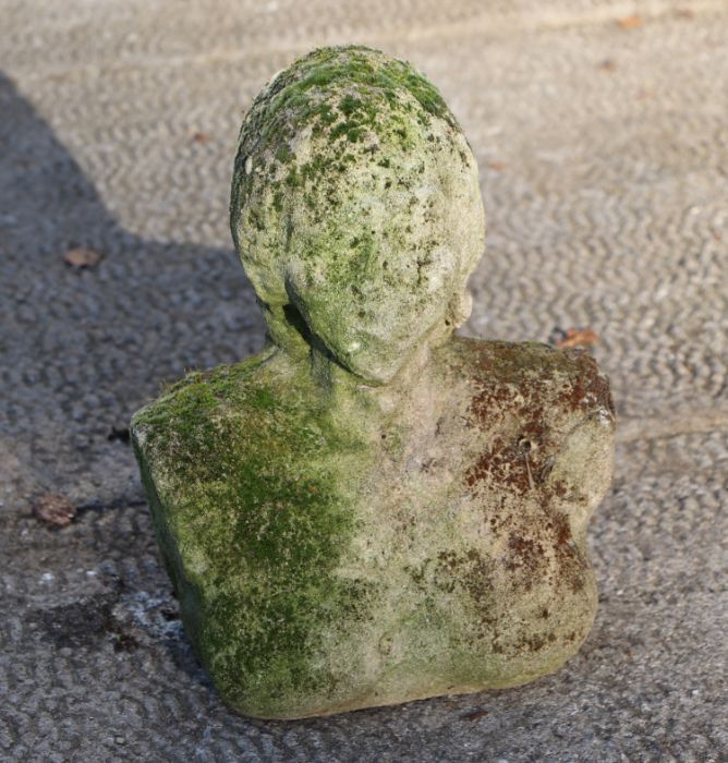 An early carved limestone bust of a priest with a female demon to verso, probably 16th / 17th - Image 2 of 2