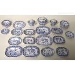 An extensive Victorian doll's house blue & white Pheasant pattern dinner service to include three