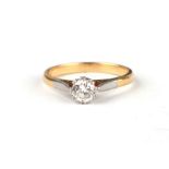 An 18ct gold and diamond solitaire ring, approx UK size 'I', 2.1g.