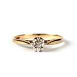 A 9ct gold and diamond solitaire ring, approx UK size 'O', 1.6g.