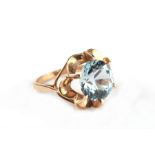 A 9ct gold and topaz solitaire dress ring, approx UK size 'N', 5.1g.