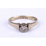 A 9ct gold diamond solitaire ring, approx UK size 'M', 1.7g.