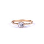 A 9ct gold cubic zirconia solitaire ring, approx UK size 'R', 1.1g.