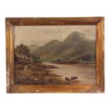 Early 20th century Scottish school - Highland Glen Scene with Cattle in the Foreground - oil on