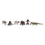 A group of unusual antique Vienna cold painted bronze miniature animal charms to include a black