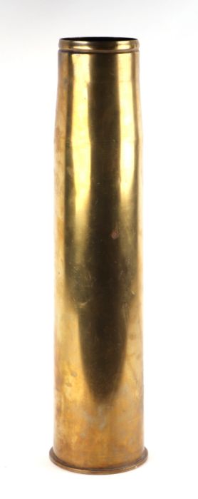 A large brass artillery shell case or umbrella stand. Base diameter 14.5cms (5.75ins) by 61.5cms (