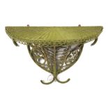 A Victorian painted wicker work D-end console table, 86cms wide.