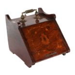 A late 19th century inlaid rosewood coal scuttle, 35cms wide.