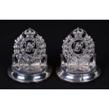 Military Interest. A pair of regimental silver menu card holders The Royal Engineers, Chester