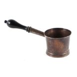 A George I silver brandy warming pan with turned ebony handle, possibly William Fawdery, London