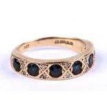 A 9ct gold sapphire and diamond ring, approx UK size 'M', 3.2g.Condition ReportShank is somewhat