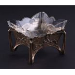 A German Art Nouveau silver bowl with cut glass liner, 10cms wide.Condition ReportTwo corners of the