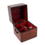 A 19th century rosewood decanter box with boxwood stringing, 21cms wide.