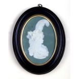 An 18th century Wedgwood green Jasperware portrait plaque depicting Princess Caroline of