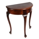 A 19th century mahogany demi-lune hall table, 62cms wide.