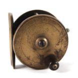 A 19th century Holroyd Brothers, 59 Grace Church Street, London brass trout fly reel, 2.5ins