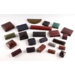 A collection of vintage leather jewellery boxes to include examples by Asprey, Garrard and