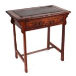 An Arts & Crafts oak writing table with single Frieze drawer, 76cms wide.