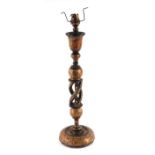 A Kashmiri style open spiral twist candlestick converted to a table lamp, 40cms high.