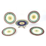 A Wedgwood majolica part dessert set comprising comport and eleven plates, the plates 23cms diameter