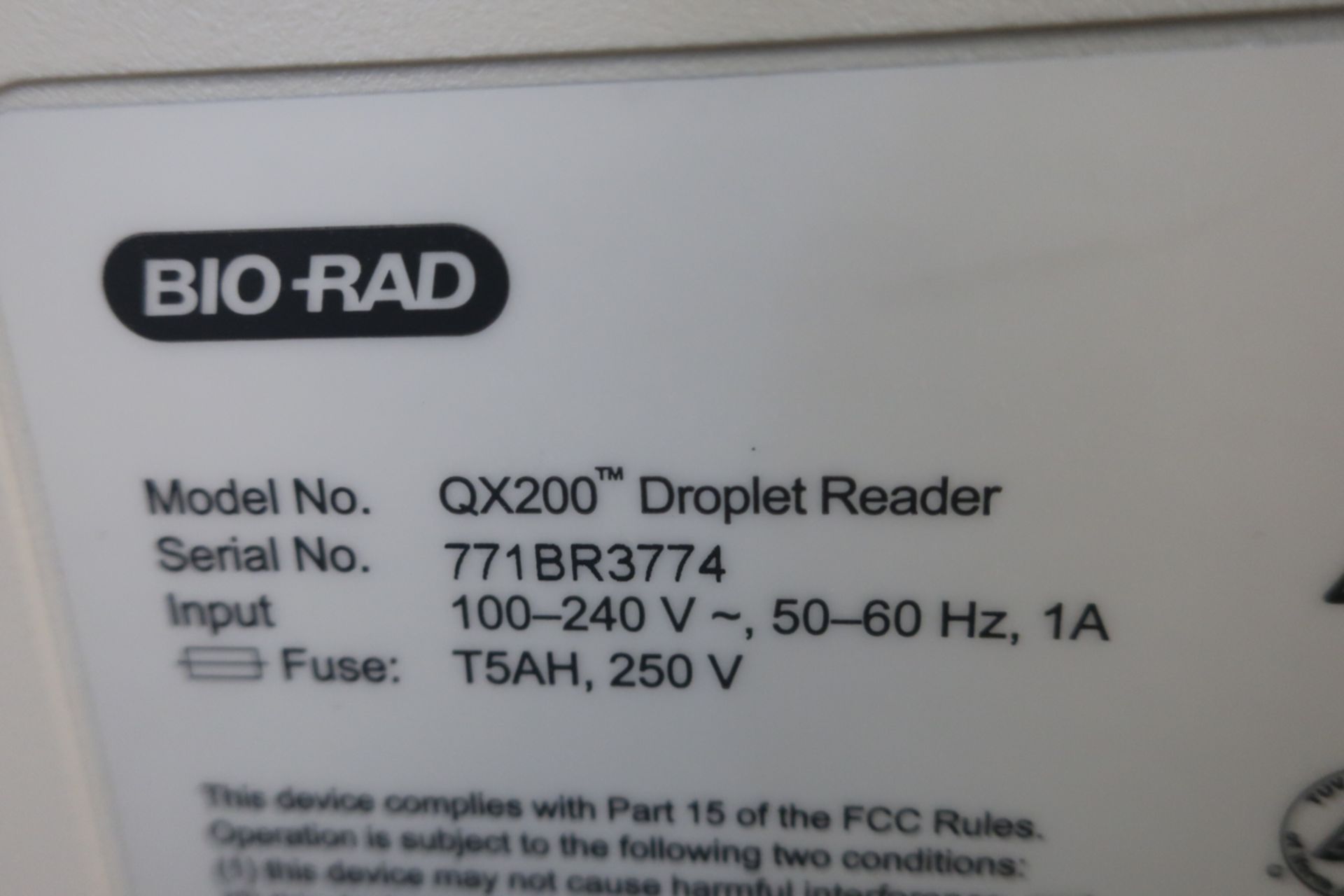 BIO-RAD QX200 DROPLET READER, S/N: 771BR3774 (2018) - Image 3 of 3