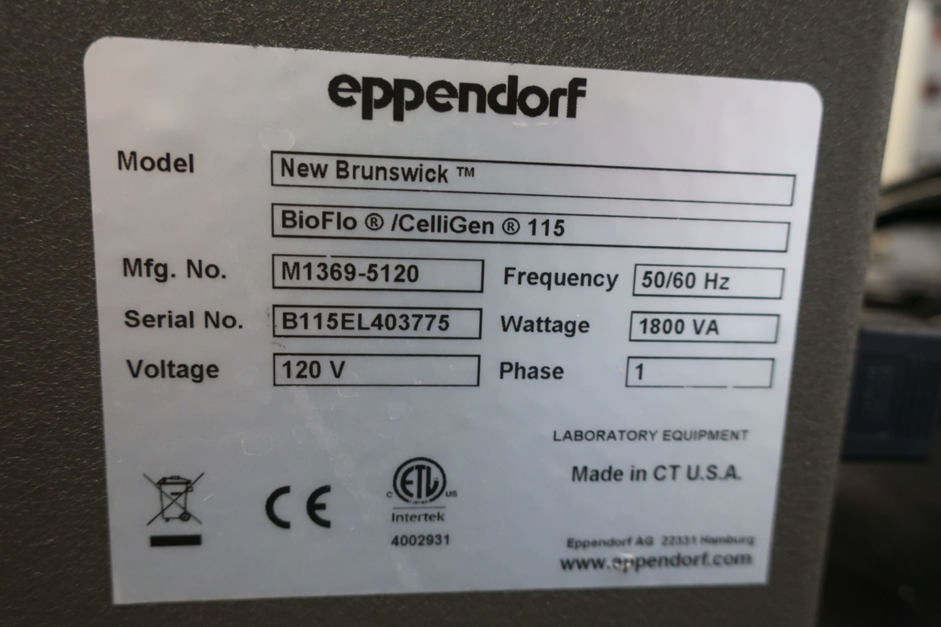 EPPENDORF-NEW BRUNSWICK BIOFLO/CELLIGEN 115 BENCHTOP FERMENTOR & BIOREACTOR, S/N: B115EL403775 W/ - Image 3 of 4