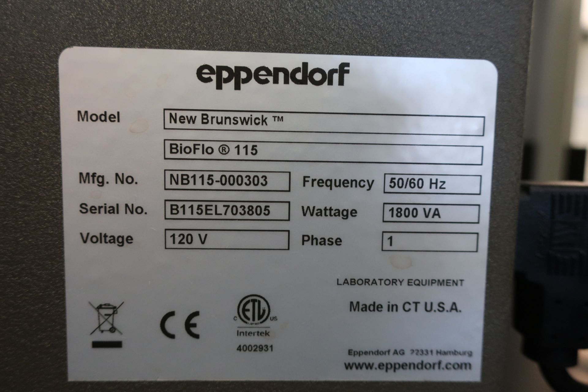 EPPENDORF-NEW BRUNSWICK BIOFLO/CELLIGEN 115 BENCHTOP FERMENTOR & BIOREACTOR, S/N: B115EL703805 W/ - Image 3 of 4