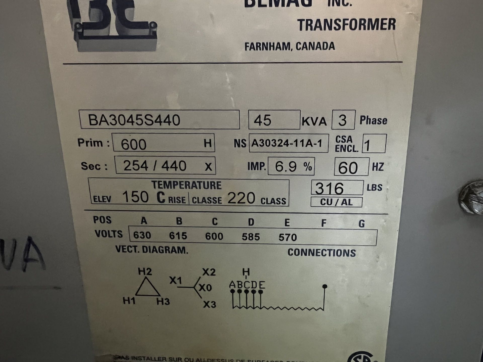 45 KVA TRANSFORMER - Image 2 of 2