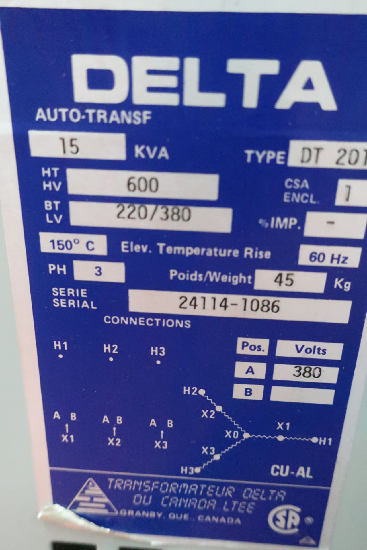 transformer delta 380v 15kva 60hz - Image 2 of 2