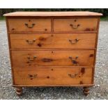 A Victorian pine chest of two short and three