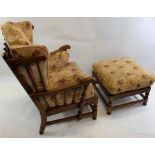 An Ercol open armchair and matching stool