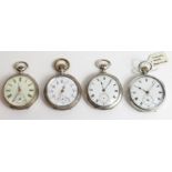 Three Continental silver pocket watches & solid silver