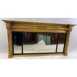 A 19th century gilt over breakfront mantel mirror,