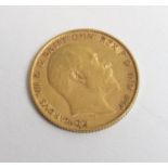 A King George V 1908 gold half sovereign